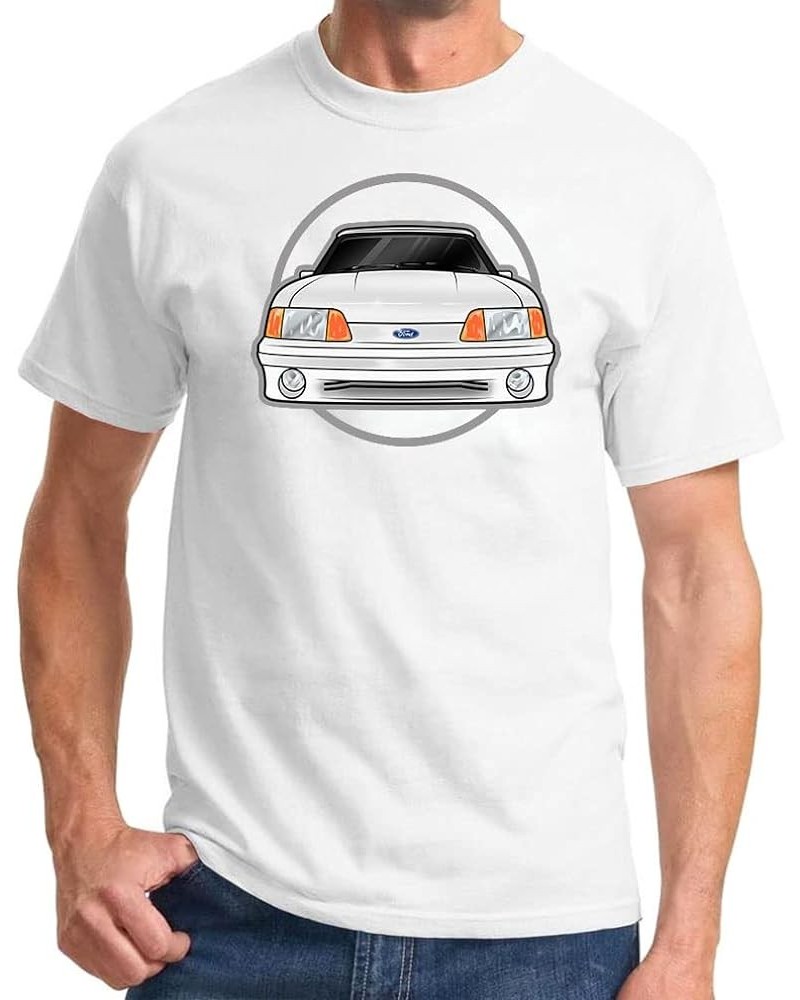 1987-93 Ford Mustang GT 5.0 Fox Body White Car Front End Classic Print Tshirt White $13.75 T-Shirts