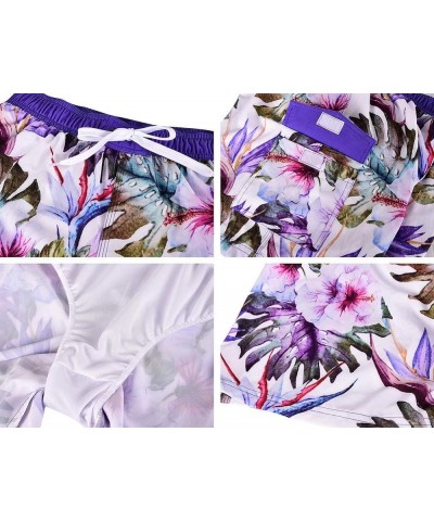 Women's Board Shorts Quick Dry Drawstring Sports Summer Bottom Swim Shorts with Pocket 26150 Floral Purple $13.76 Swimsuits