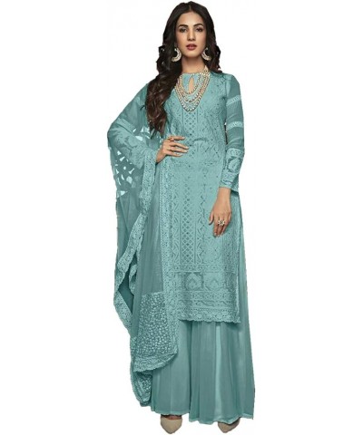 Designer Indian/Pakistani Ethnic wear Georgette Plaazo Salwar kameez maisha 7406 Sky Blue $36.55 Dresses