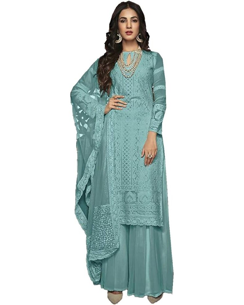 Designer Indian/Pakistani Ethnic wear Georgette Plaazo Salwar kameez maisha 7406 Sky Blue $36.55 Dresses