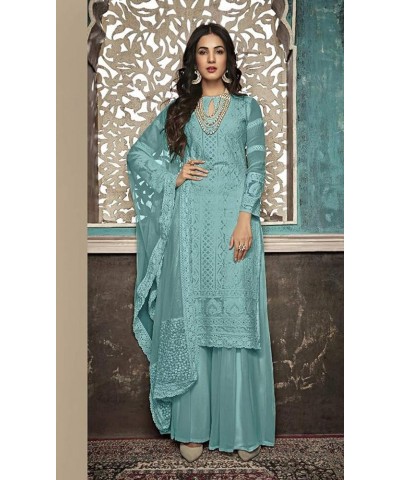 Designer Indian/Pakistani Ethnic wear Georgette Plaazo Salwar kameez maisha 7406 Sky Blue $36.55 Dresses