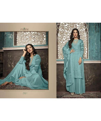 Designer Indian/Pakistani Ethnic wear Georgette Plaazo Salwar kameez maisha 7406 Sky Blue $36.55 Dresses