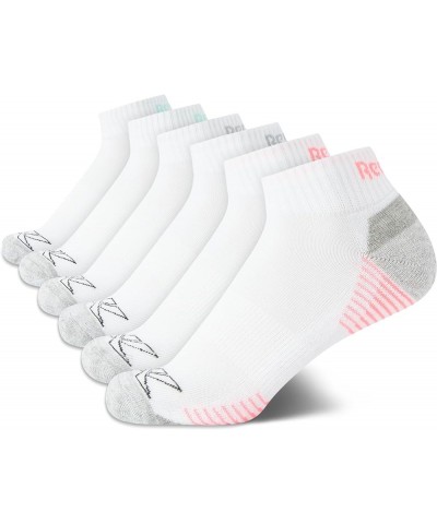 Women's Comfort Cushioned Athletic Quarter Cut Socks (6 Pack) White/Grey Logo $12.49 Activewear