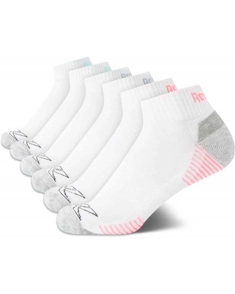 Women's Comfort Cushioned Athletic Quarter Cut Socks (6 Pack) White/Grey Logo $12.49 Activewear