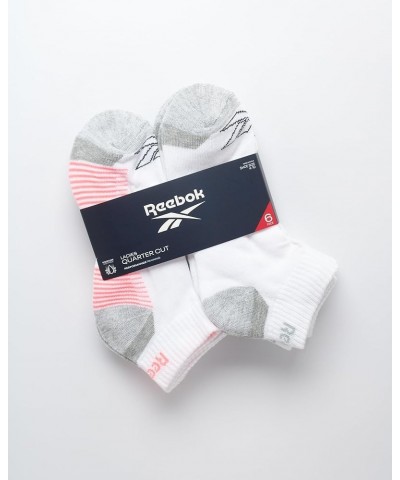 Women's Comfort Cushioned Athletic Quarter Cut Socks (6 Pack) White/Grey Logo $12.49 Activewear