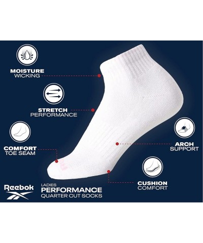 Women's Comfort Cushioned Athletic Quarter Cut Socks (6 Pack) White/Grey Logo $12.49 Activewear