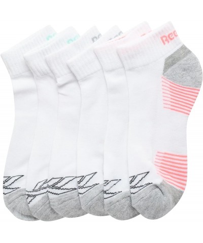 Women's Comfort Cushioned Athletic Quarter Cut Socks (6 Pack) White/Grey Logo $12.49 Activewear