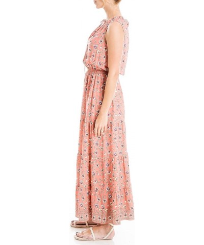 Women's Crepe Ruffle Neck Tiered Maxi Dress Ginger Open Wildflower $10.01 Dresses