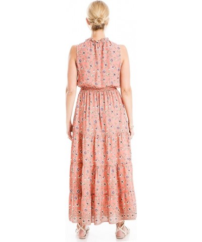 Women's Crepe Ruffle Neck Tiered Maxi Dress Ginger Open Wildflower $10.01 Dresses