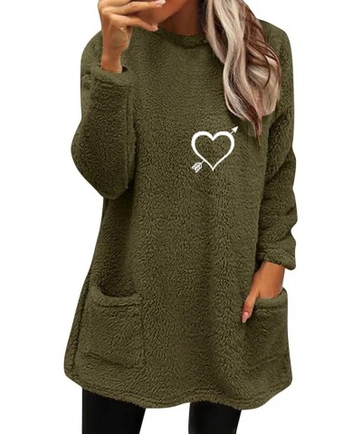 Sweatshirts for Women Crewneck Lightweight Solid Color 2023 Fashion Winter Warm Fleece Loose Fit Casual Hoodies Green-h $9.30...