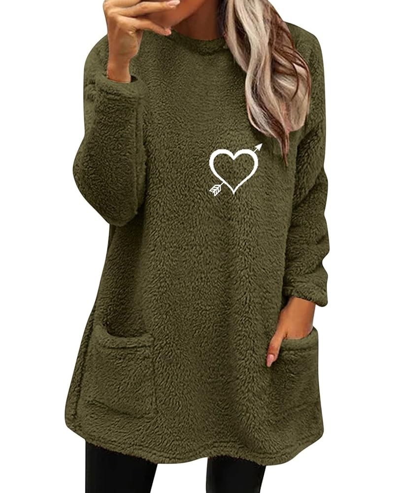 Sweatshirts for Women Crewneck Lightweight Solid Color 2023 Fashion Winter Warm Fleece Loose Fit Casual Hoodies Green-h $9.30...