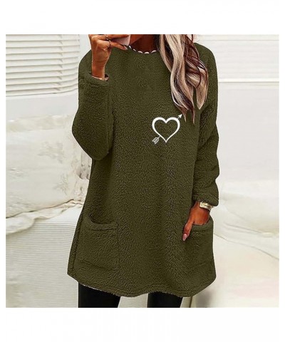 Sweatshirts for Women Crewneck Lightweight Solid Color 2023 Fashion Winter Warm Fleece Loose Fit Casual Hoodies Green-h $9.30...