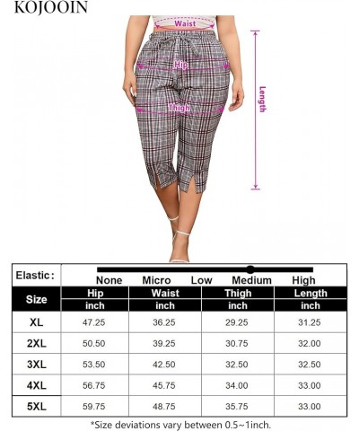 Womens Plus Size Stretch Work Pants Elastic Waist Business Casual Pants with Pockets Pencil Leg Dress Pants Capri-pink Black ...