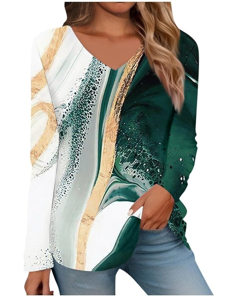 Womens Long Sleeve T Shirts Blouses Trendy Tops Casual Floral Tunic Sweatshirts Long Sleeve Round Neck Shirts S10-green $4.94...