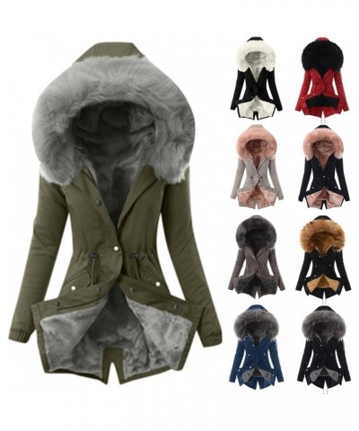 Winter Coats for Women Plus Size Parkas Outwear with Hooded Collar Padded Zip Up Jackets Thick Warm Puffer Down H-navy $18.86...