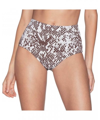 Women's Standard Darling Reversible High Waist Signature Cut Bikini Bottom Swimsuit Moon and Sea Brown Python $19.20 Swimsuits