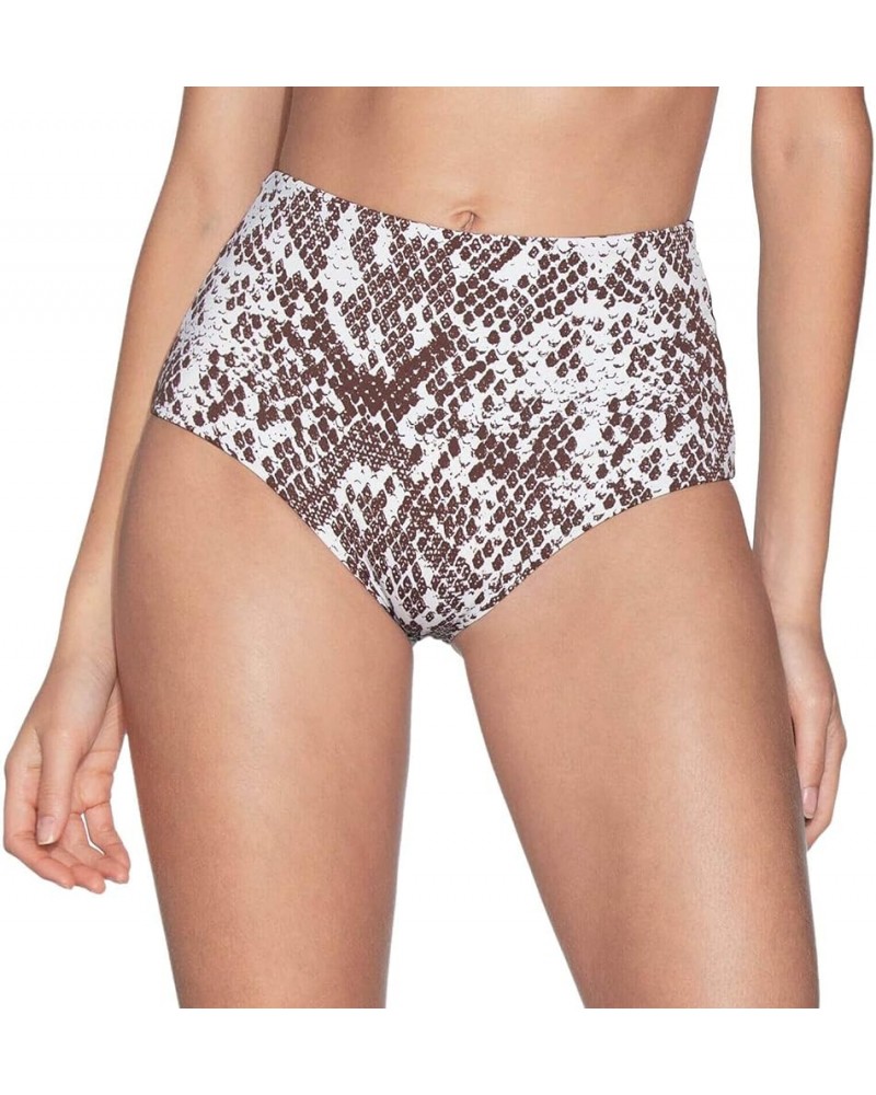 Women's Standard Darling Reversible High Waist Signature Cut Bikini Bottom Swimsuit Moon and Sea Brown Python $19.20 Swimsuits