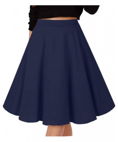 Musever Women's Pleated Vintage Skirts Floral Print Casual Midi Skirt A-navy $10.59 Skirts