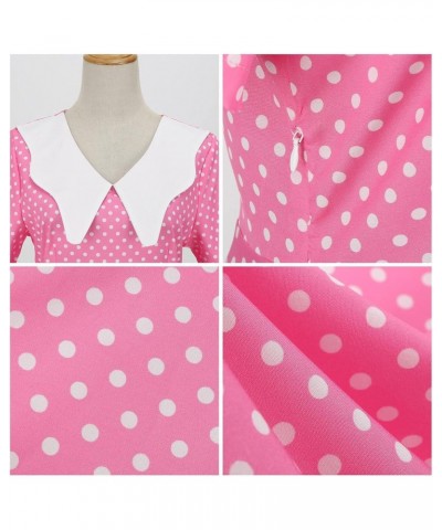 Pink Plaid Polka Dress for Women's Vintage 1950s Cocktail Party Swing Dresses Summer Casual Wedding Retro A-line Gown Pink $9...