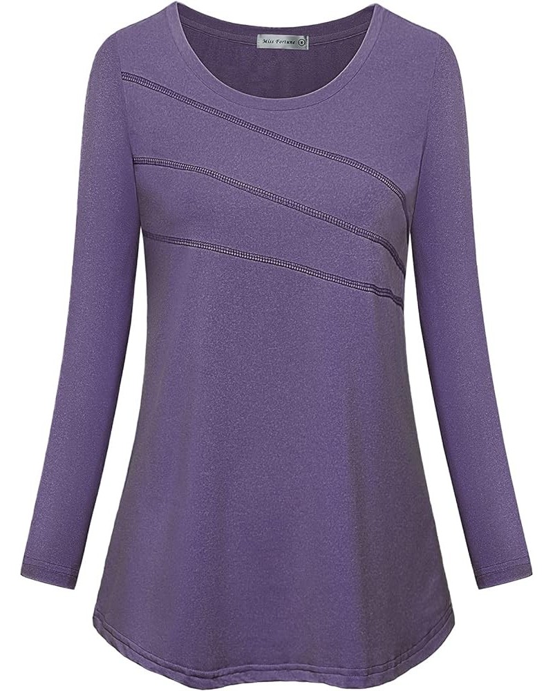 Women's Exercise Tops for Yoga Hiking Running Gym, Moisture Wicking Ladies Workout Clothes, Women Active Shirts 1-purple $18....