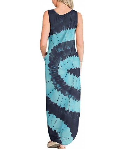 Women's Casual Summer Loose Sunresses Long Dresses Sleeveless Split Maxi Beach Dress with Pockets 4-tie Dye Blue $18.45 Dresses