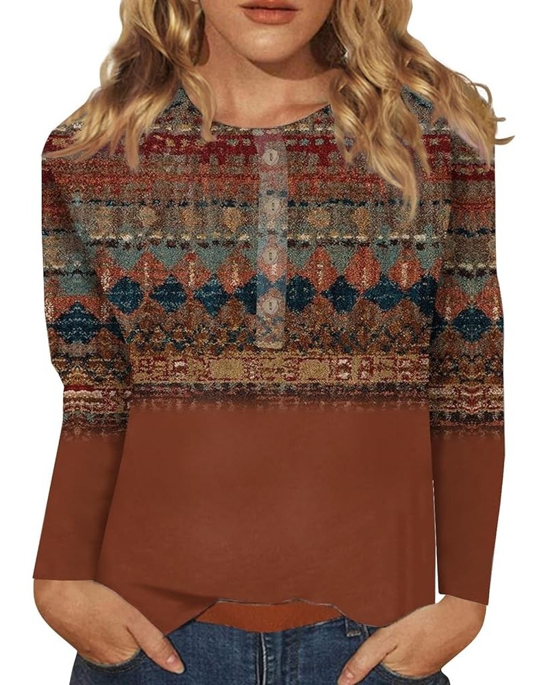 Shirts for Women Long Sleeve Plus Sized Floral Printed Bohemia Tops 2024 Spring Fashion Baggy Tunic Blouse 34light Brown $6.1...