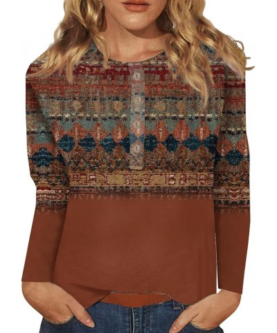 Shirts for Women Long Sleeve Plus Sized Floral Printed Bohemia Tops 2024 Spring Fashion Baggy Tunic Blouse 34light Brown $6.1...