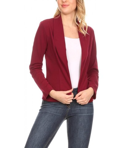 Women's Casual Office Work Wear Long Sleeve Fitted Open Blazer Jacket Hbl01353 Burgundy $11.46 Blazers