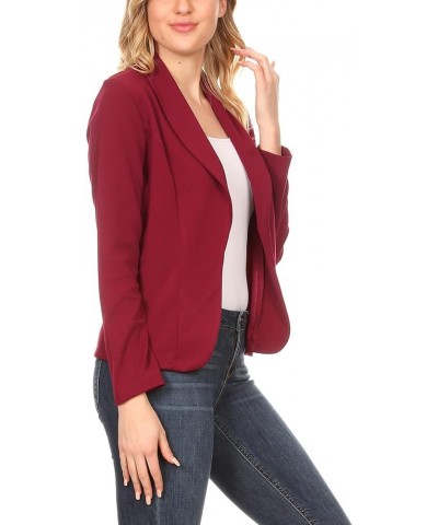 Women's Casual Office Work Wear Long Sleeve Fitted Open Blazer Jacket Hbl01353 Burgundy $11.46 Blazers