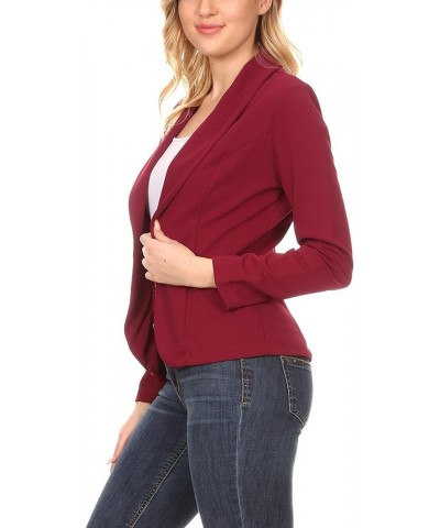 Women's Casual Office Work Wear Long Sleeve Fitted Open Blazer Jacket Hbl01353 Burgundy $11.46 Blazers