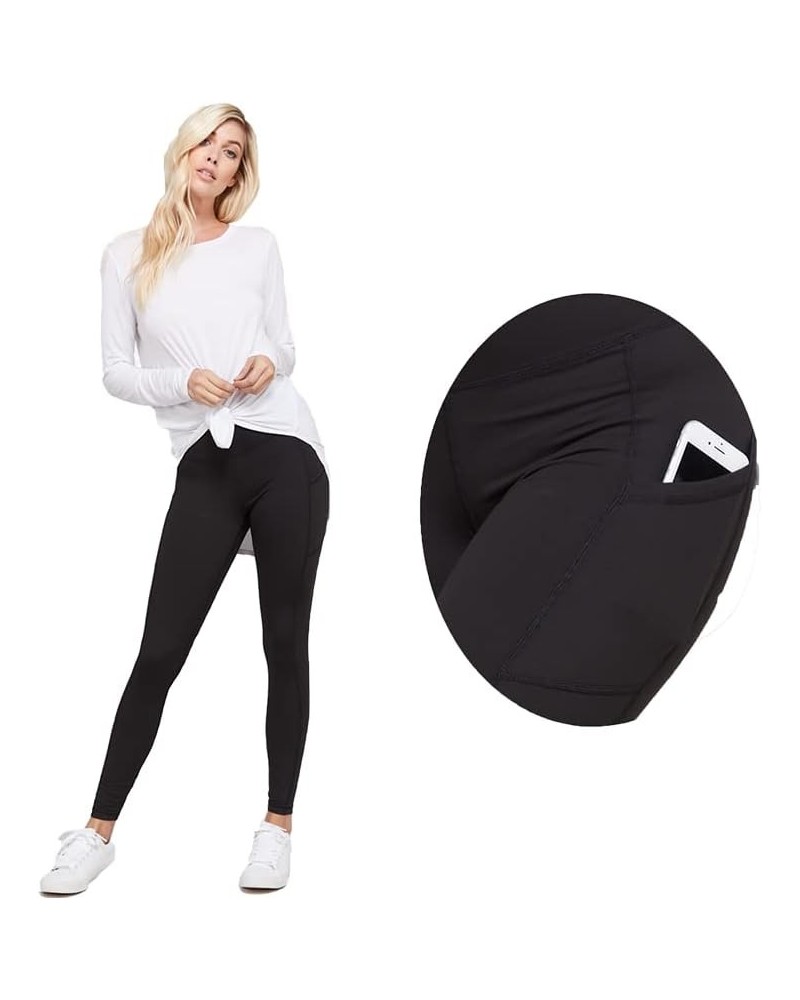 Women's Butter Leggings High Rise Athleisure Wear Yoga Pants with Side Pockets Black $7.92 Leggings