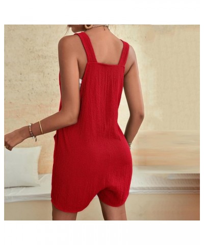 Jumpsuit for Women Casual Summer Dressy 2023 Plus Size Adjustable Strap Loose Linen Short Overalls Jumpsuit Rompers 01-red $1...