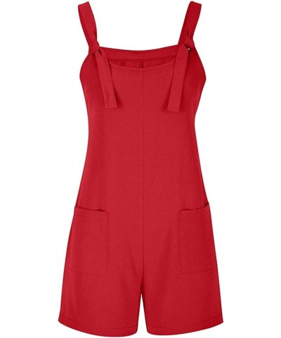 Jumpsuit for Women Casual Summer Dressy 2023 Plus Size Adjustable Strap Loose Linen Short Overalls Jumpsuit Rompers 01-red $1...