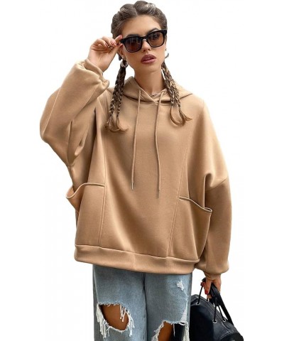 Women's Casual Oversized Long Sleeve Pullover Hooded Sweatshirt Pocket Drawstring Hoodie Camel $12.38 Hoodies & Sweatshirts