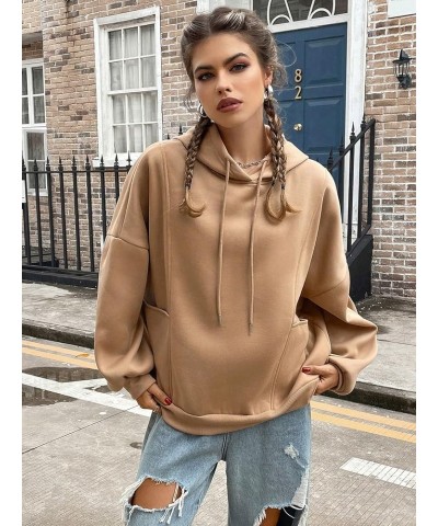 Women's Casual Oversized Long Sleeve Pullover Hooded Sweatshirt Pocket Drawstring Hoodie Camel $12.38 Hoodies & Sweatshirts