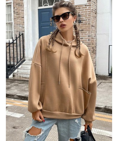 Women's Casual Oversized Long Sleeve Pullover Hooded Sweatshirt Pocket Drawstring Hoodie Camel $12.38 Hoodies & Sweatshirts