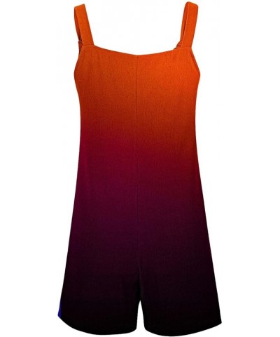 Summer Jumpsuit for Women 2023 Short Rompers Casual Loose Sleeveless Tie Knot Strap Jumpsuits Overalls with Pockets 08-orange...