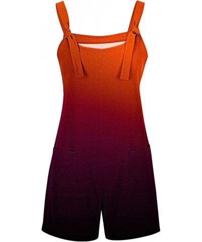 Summer Jumpsuit for Women 2023 Short Rompers Casual Loose Sleeveless Tie Knot Strap Jumpsuits Overalls with Pockets 08-orange...