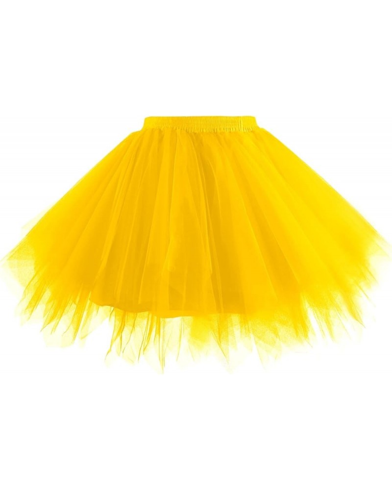 Women 1950s Short Vintage Tulle Petticoat Skirt Ballet Bubble Tutu A-gold $10.91 Lingerie