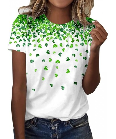 St Patricks Day Shirt Women Fashion Casual Top Shirt Short Sleeve Round Neck Printed Tshirt St Patricks Day Clothing 02white ...