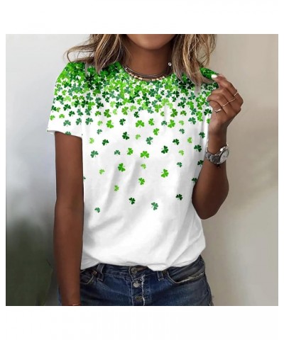 St Patricks Day Shirt Women Fashion Casual Top Shirt Short Sleeve Round Neck Printed Tshirt St Patricks Day Clothing 02white ...