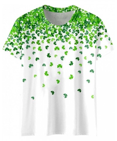 St Patricks Day Shirt Women Fashion Casual Top Shirt Short Sleeve Round Neck Printed Tshirt St Patricks Day Clothing 02white ...