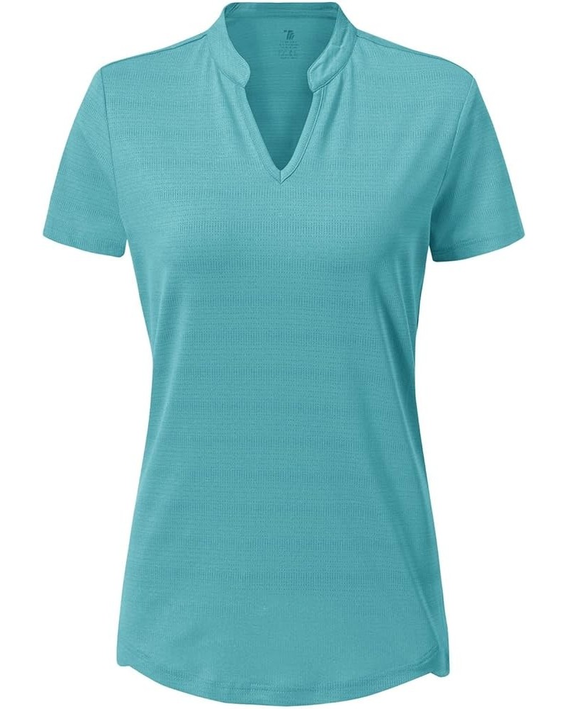 Women's Hiking Shirts Short Sleeve UPF 50+ Sun Protection Lightweight Running Fishing Shirts Water Blue $13.05 Activewear