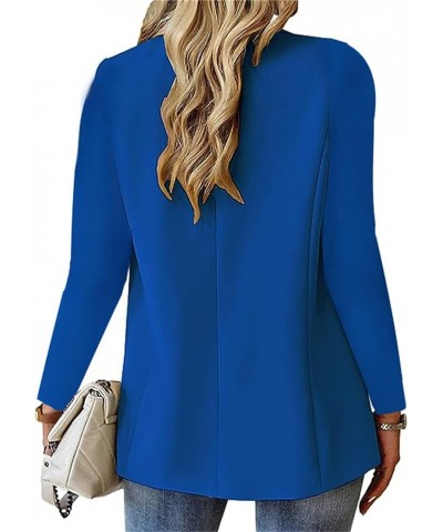 Women's Blazer Casual Bussiness Blazers Long Sleeve Button Down Blazer Jacket Solid Lapel Suite Jacket with Pockets A-blue $1...