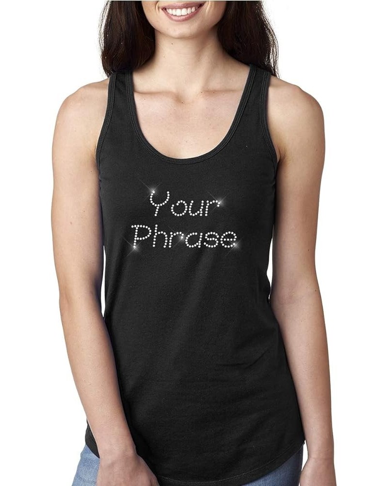 Personalized Rhinestone Gem Bling Womens Tshirt Tee V-Neck Tank Top Tank-black $14.48 Tanks