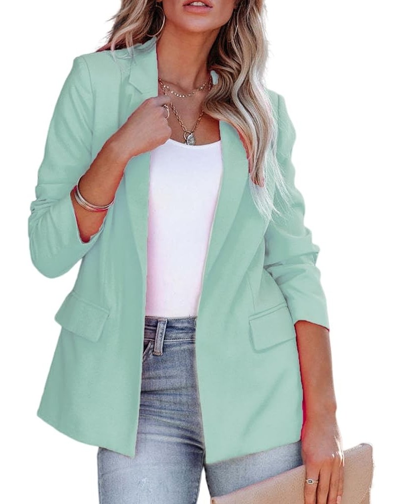 Blazers for Women Business Casual Suit Jacket Long Sleeve Work Office Blazer Jacket Lightweight Open Front Coat Mint Green $1...