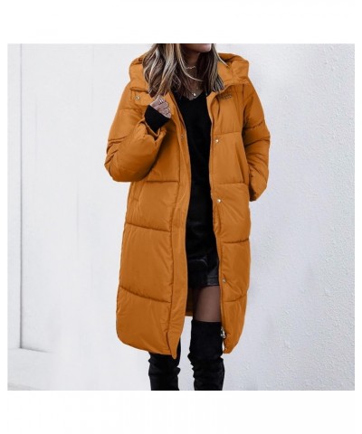 Womens Long Puffer Coat Packable Down Coat Ultralight Parkas Jacket Maxi Zip Up Winter Hooded Quilted Coat Z011 Orange $34.80...