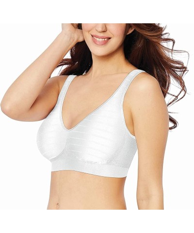 Women's Comfort Revolution Wireless Bra, Full-Coverage Wirefree T-Shirt Bra, DF3484 White Stripe $13.70 Lingerie