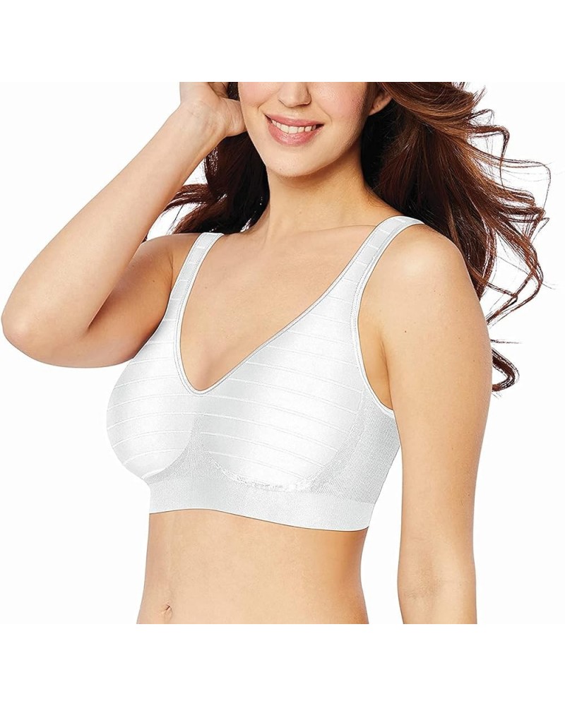 Women's Comfort Revolution Wireless Bra, Full-Coverage Wirefree T-Shirt Bra, DF3484 White Stripe $13.70 Lingerie