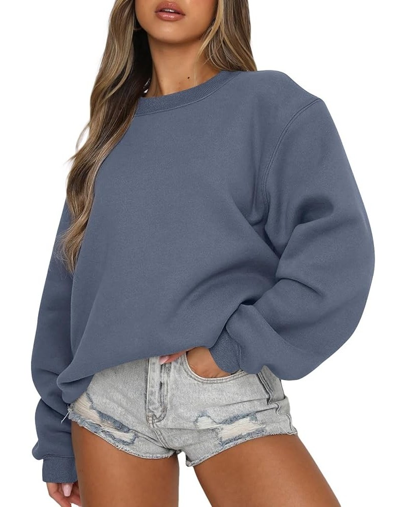 Womens Sweatshirts Long Sleeve Crew Neck Pullover Sweatshirt Casual Outfits 2023 Fall Clothes Greyblue $19.00 Hoodies & Sweat...